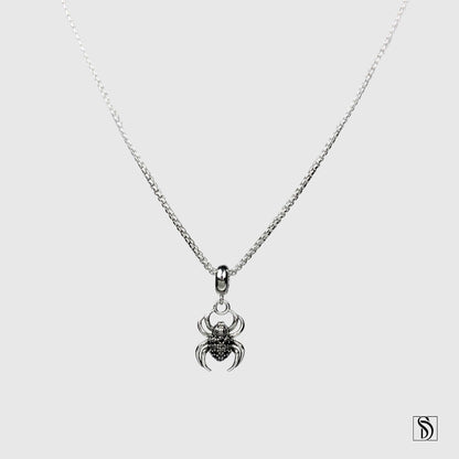 Silver Spider Gemstone Pendant Necklace