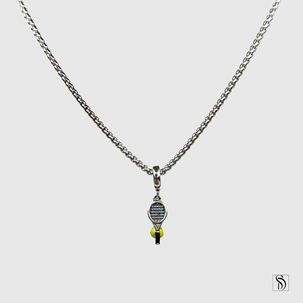 Tennis Ball Racket Pendant Necklace