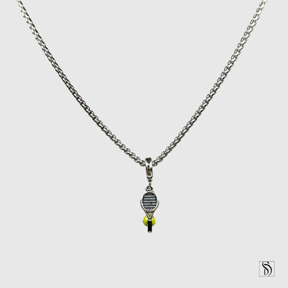 Tennis Ball Racket Pendant Necklace