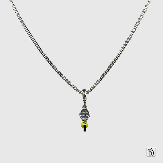 Tennis Ball Racket Pendant Necklace