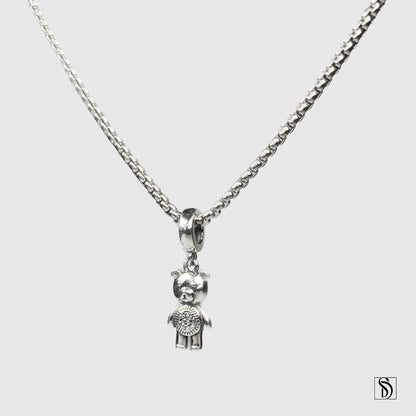 Silver Teddy Bear Pendant Necklace