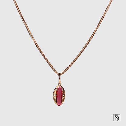 Red Philosopher's Stone Rose Gold Pendant Necklace