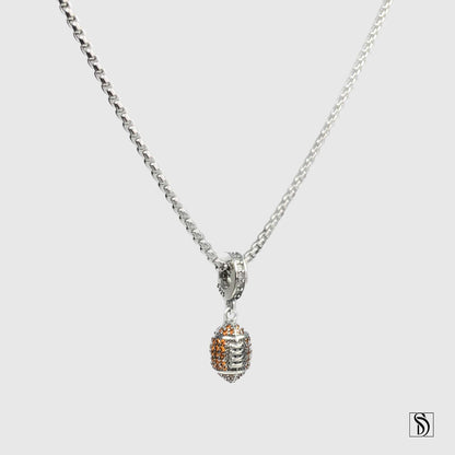 Silver American Football Pendant Necklace