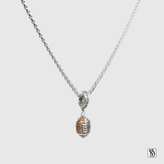 Silver American Football Pendant Necklace