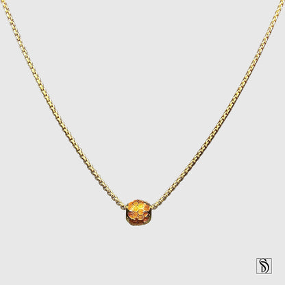 Gold Honeycomb Charm Necklace