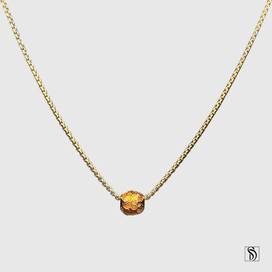 Gold Honeycomb Charm Necklace