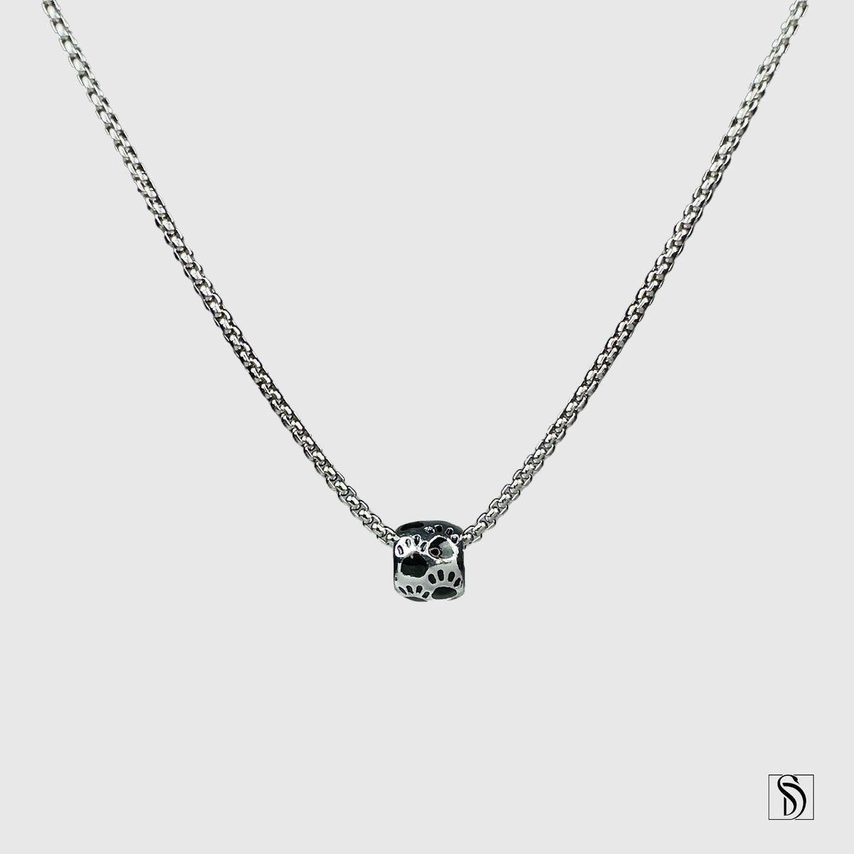 Silver Animal Paw Print Charm Necklace