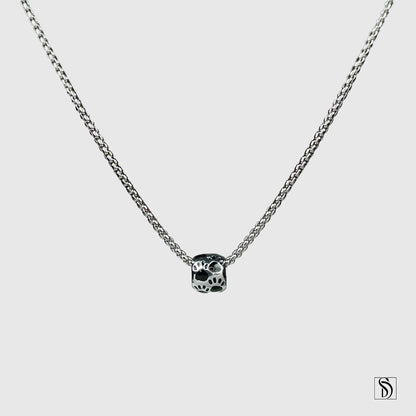 Silver Animal Paw Print Charm Necklace