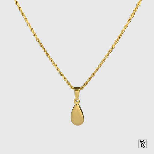 18K Gold Teardrop Pendant Necklace