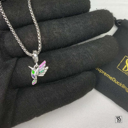 Colorful Hummingbird Gemstone Necklace