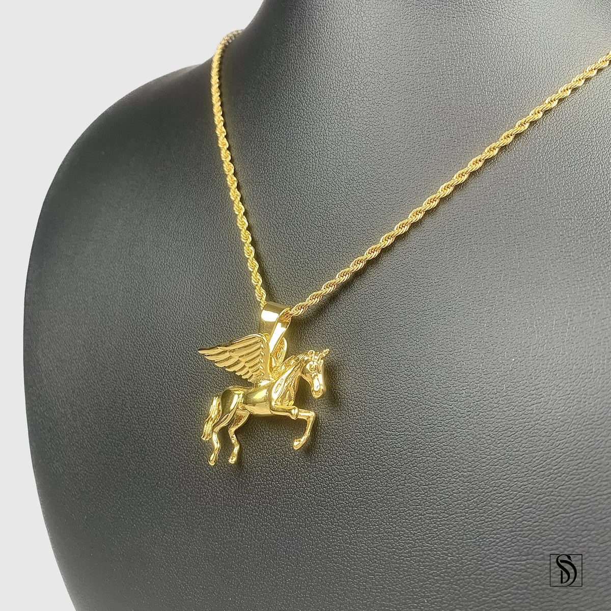 18K Gold Pegasus Pendant Necklace