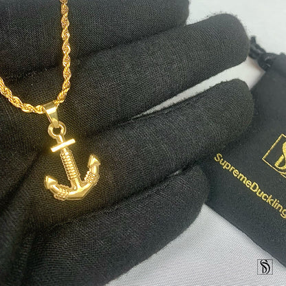 Gold Anchor Pendant Necklace