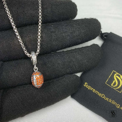 Silver American Football Pendant Necklace