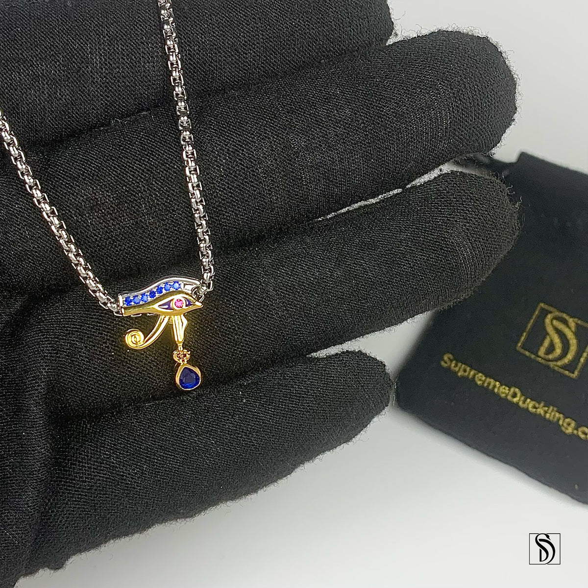 Eye Of Horus Teardrop Gemstones Charm Necklace