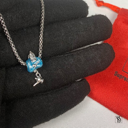 Blue Genie Of The Lamp Aladdin Charm Necklace