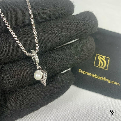 Silver Pearl Sea Shell Pendant Necklace