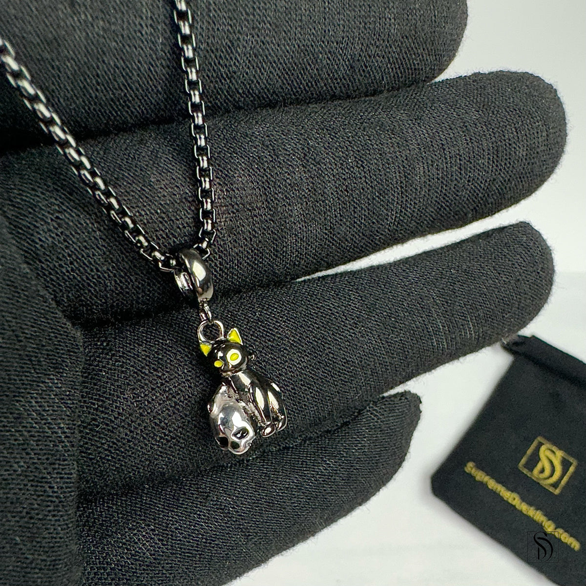 Black Cat Skull Pendant Necklace