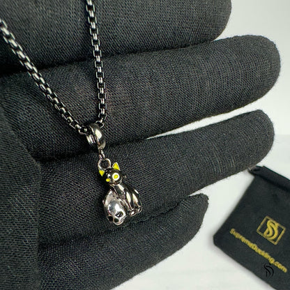 Black Cat Skull Pendant Necklace
