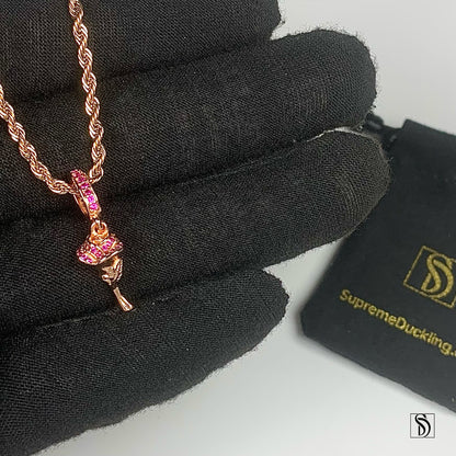Rose Gold Rose Pendant Gemstone Necklace