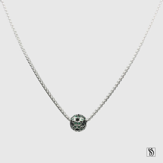Lucky Four Leaf Clover Green Gem Necklace