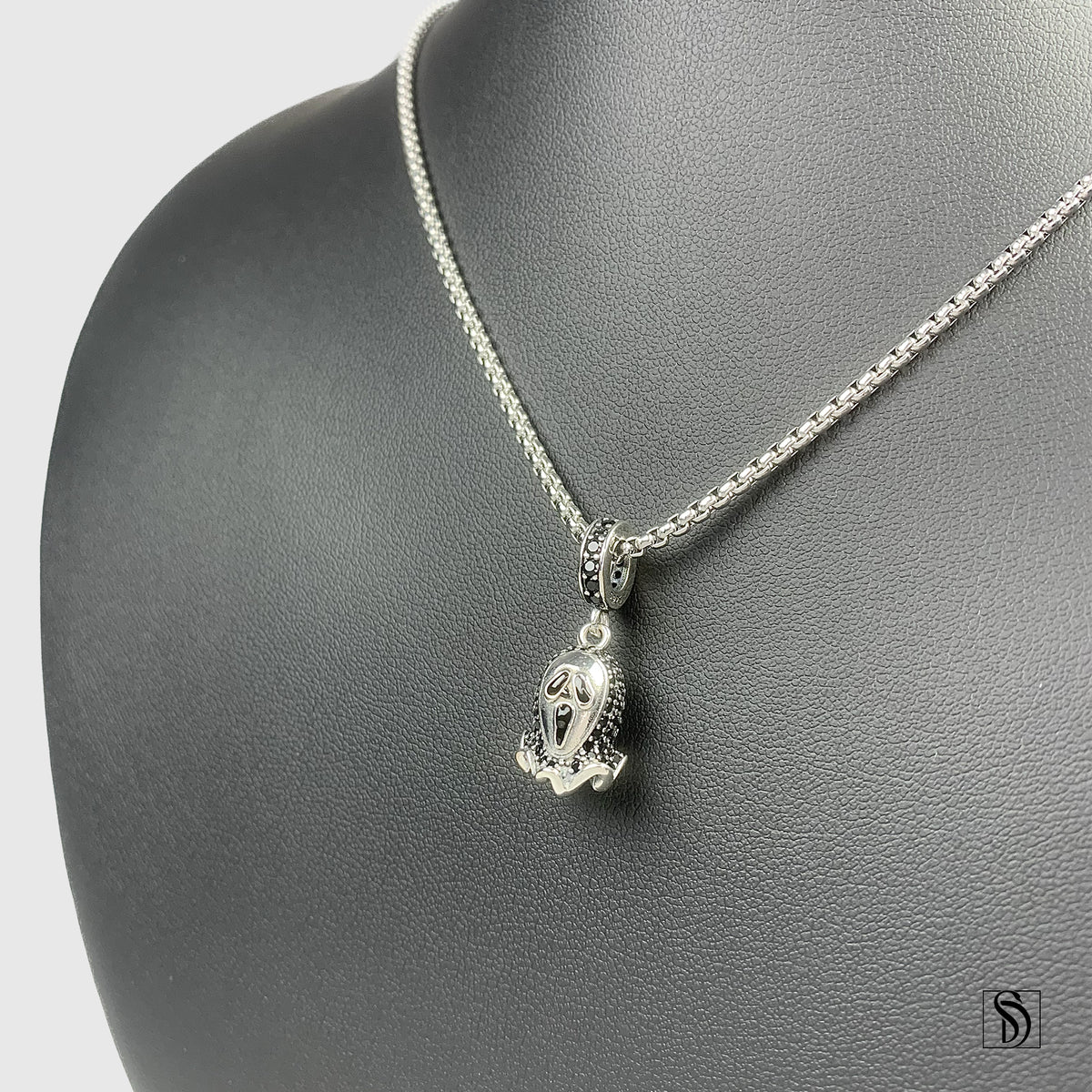 Scream Mask Gemstones Pendant Necklace