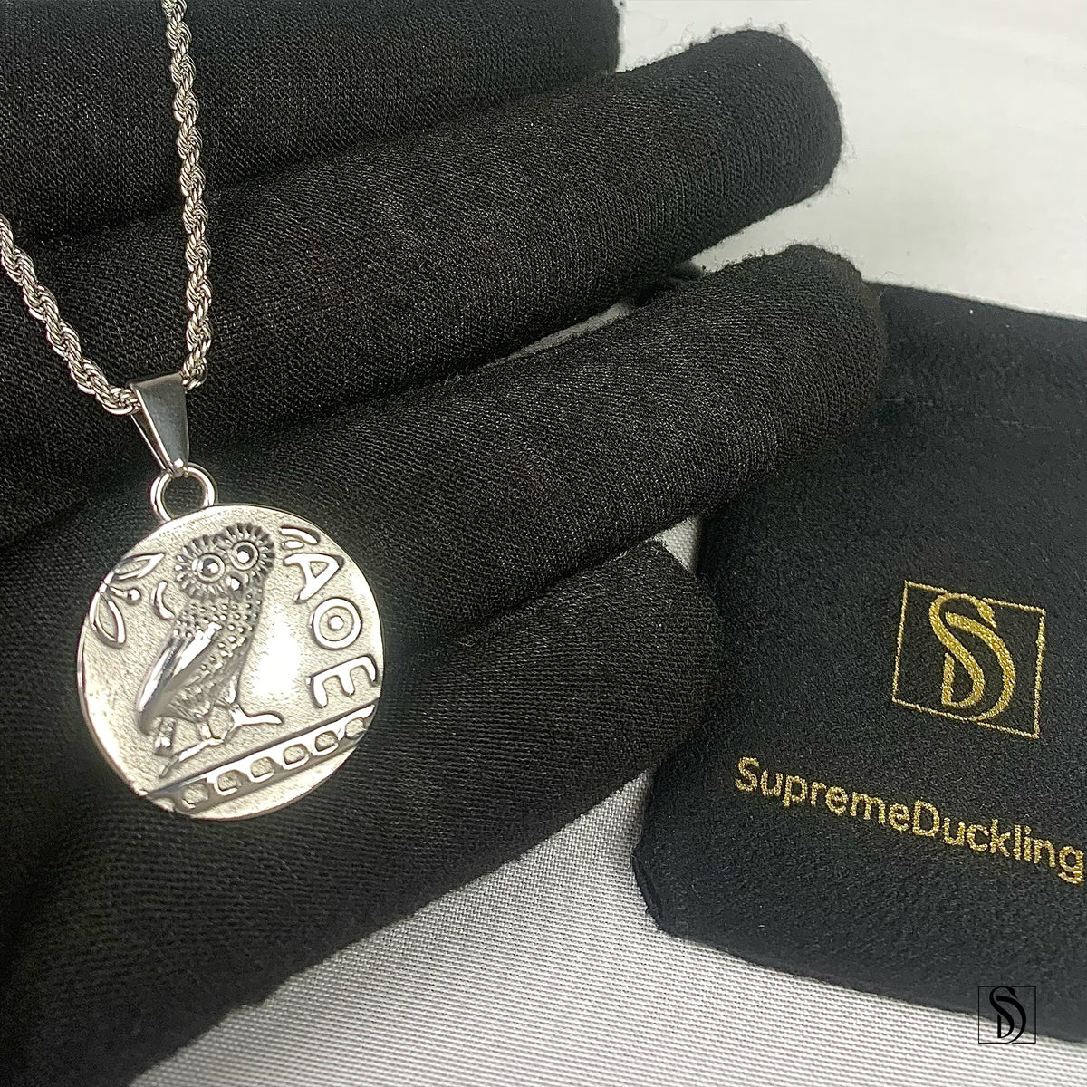 Silver Owl Of Athena Pendant Necklace