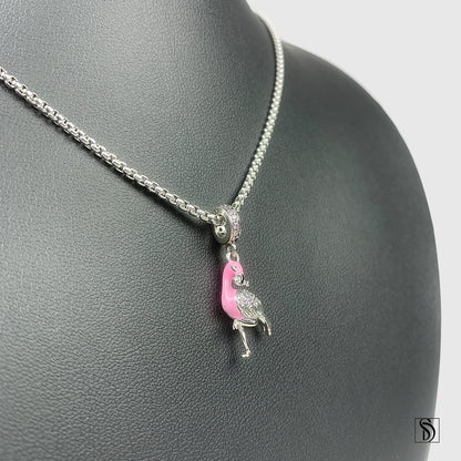 Pink Flamingo Gemstones Pendant Necklace