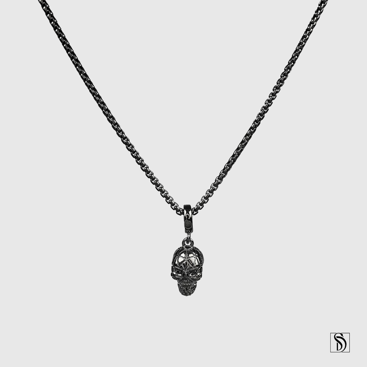 Black Skull Gemstone Pendant Necklace