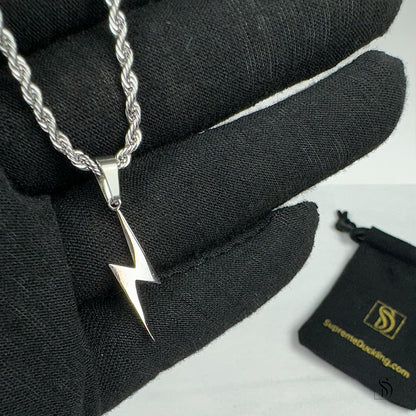 Silver Lightning Pendant Necklace