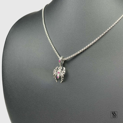 Pink Gem Spider Pendant Necklace