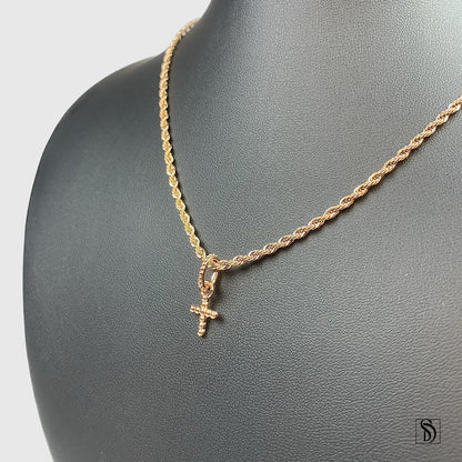 Rose Gold Mini Cross Necklace