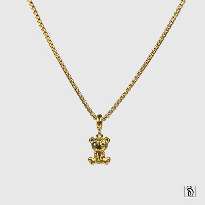 Gold Robot Teddy Bear Pendant Necklace