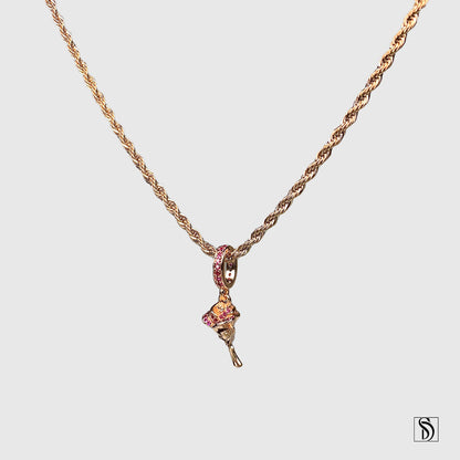 Rose Gold Rose Pendant Gemstone Necklace
