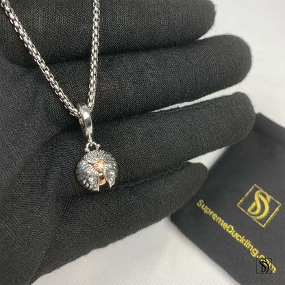 Rose Gold Silver Lady Bug Pendant Necklace