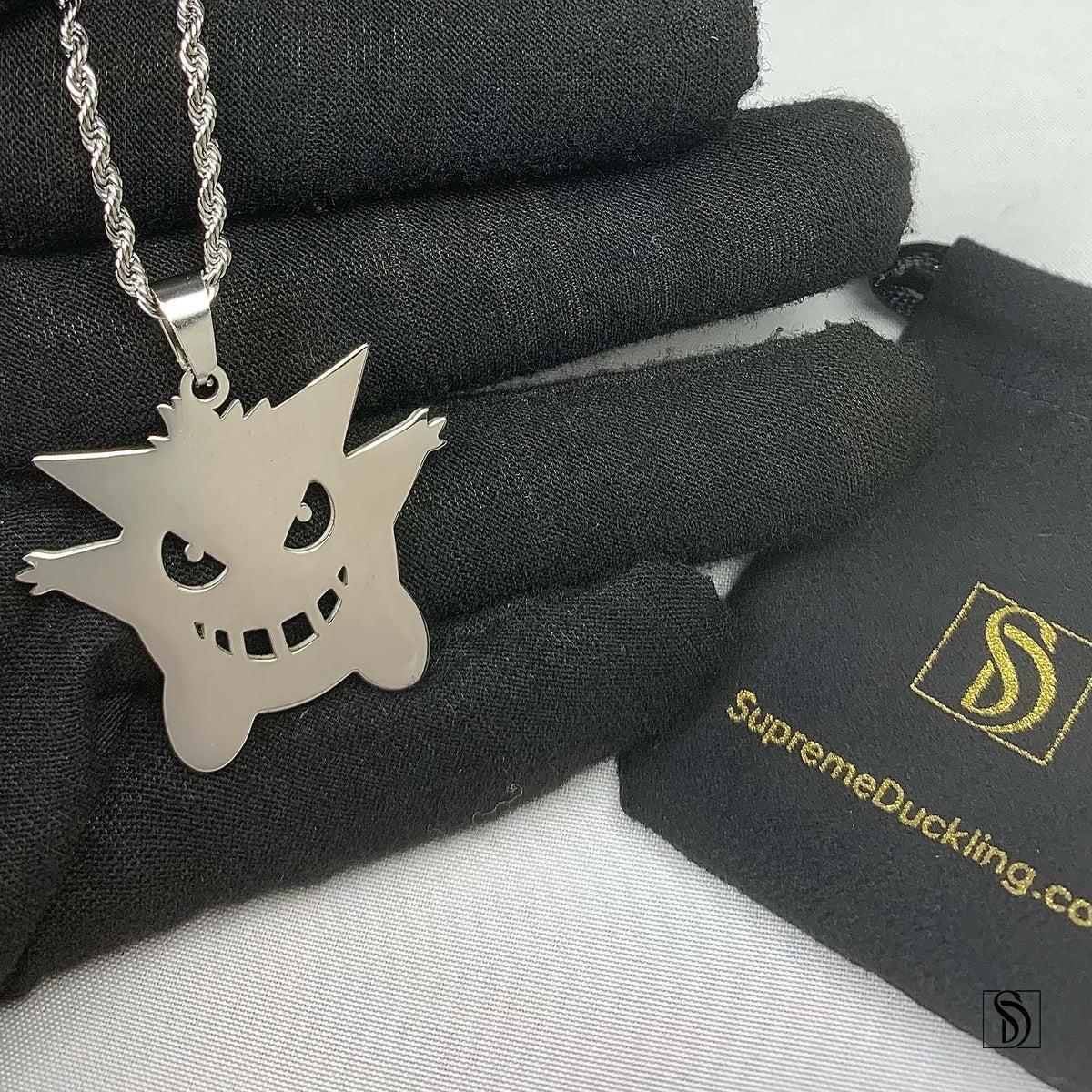 Silver Gengar Pokemon Pendant Necklace