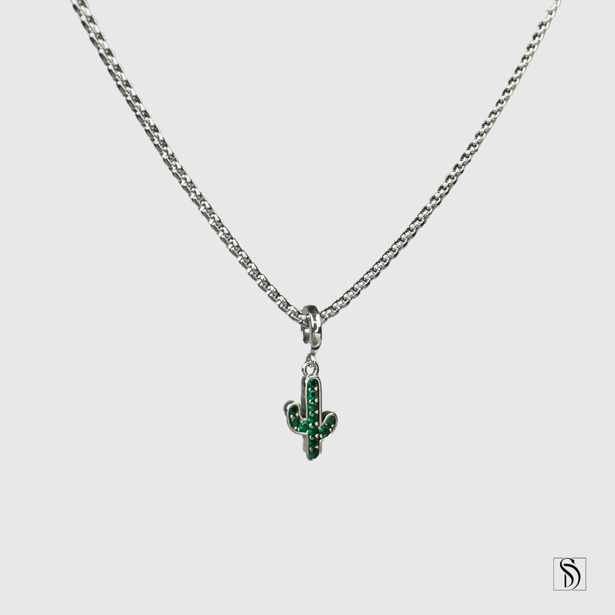 Green Cactus Gemstones Pendant Necklace