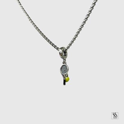 Tennis Ball Racket Pendant Necklace