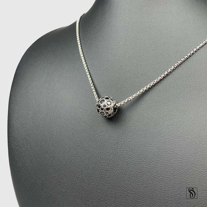 Black Crushed Gemstone Charm Necklace