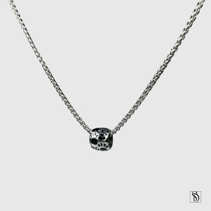 Silver Animal Paw Print Charm Necklace