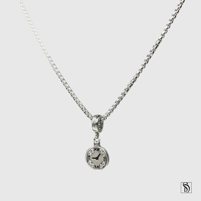 Silver Clock Time Management Pendant Necklace