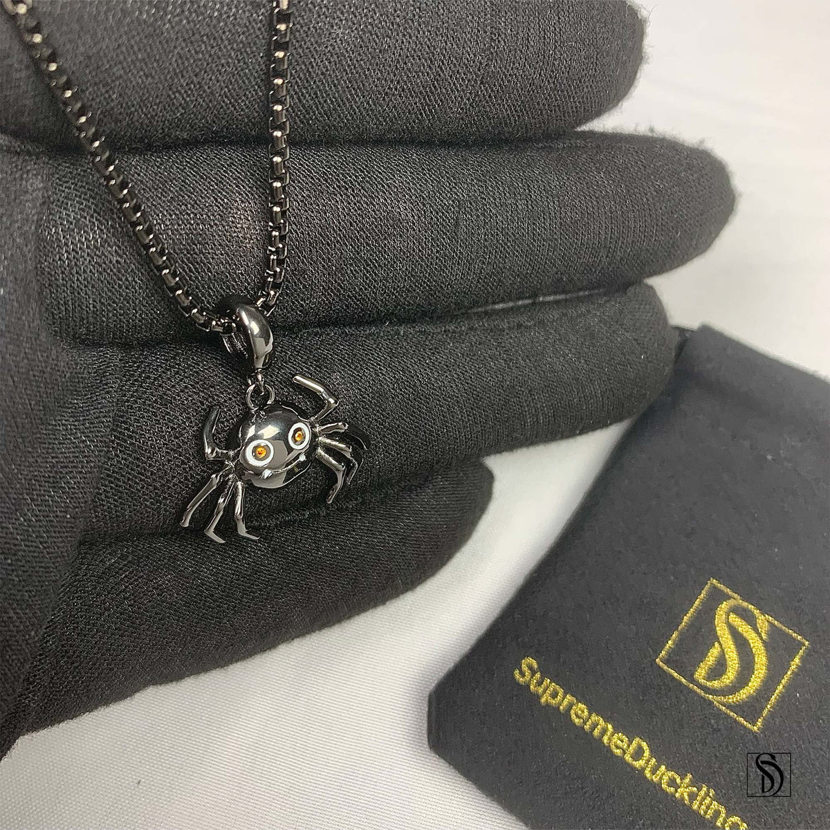 Cute Smiling Spider Red Gemstone Necklace