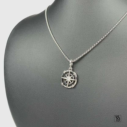 Silver North Star Gemstone Pendant Necklace