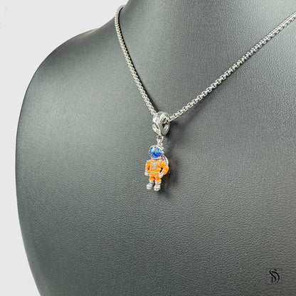 Orange Jumpsuit Astronaut Pendant Necklace