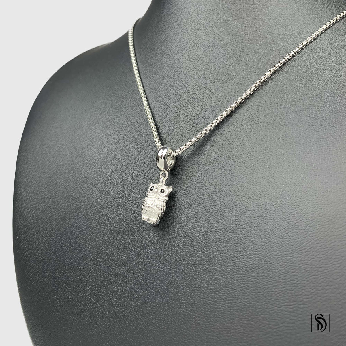 Wisdom Owl Black Gemstone Pendant Necklace
