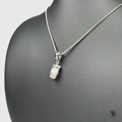 Wisdom Owl Black Gemstone Pendant Necklace