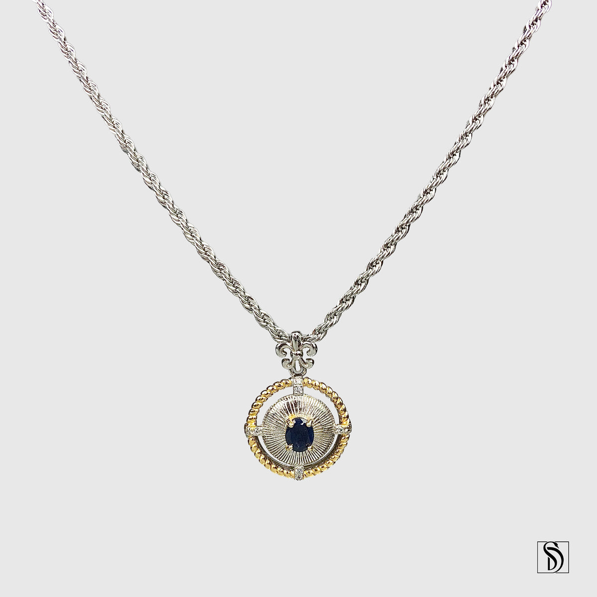 Certified Blue Sapphire Magic Amulet Pendant Necklace