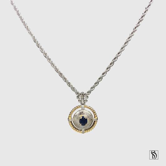 Certified Blue Sapphire Magic Amulet Pendant Necklace