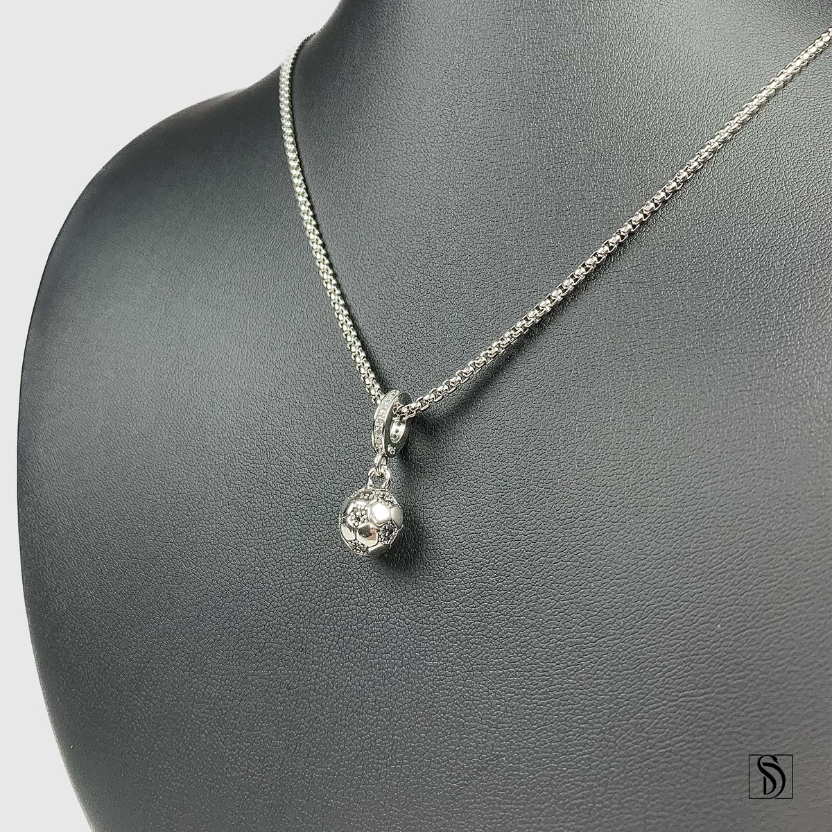 Silver Soccer Ball Pendant Necklace