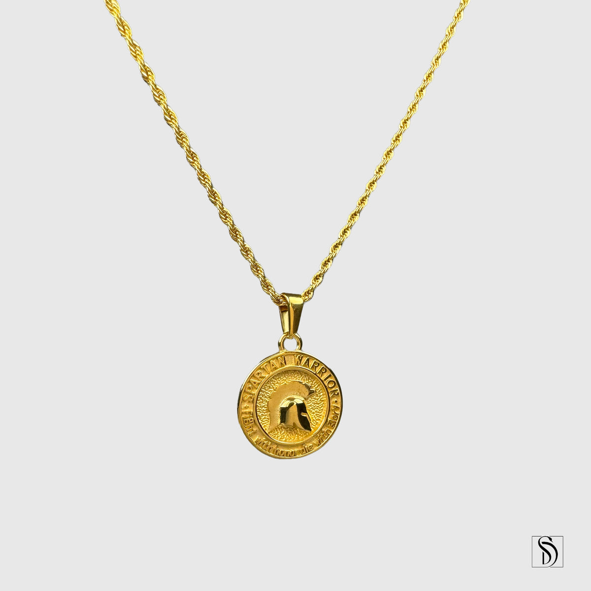 18K Gold Spartan Warrior Helmet Pendant Necklace