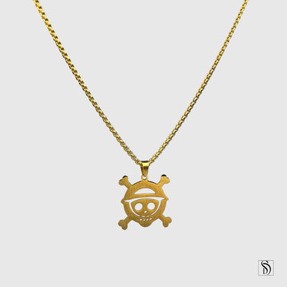 Gold One Piece Skull Pendant Necklace